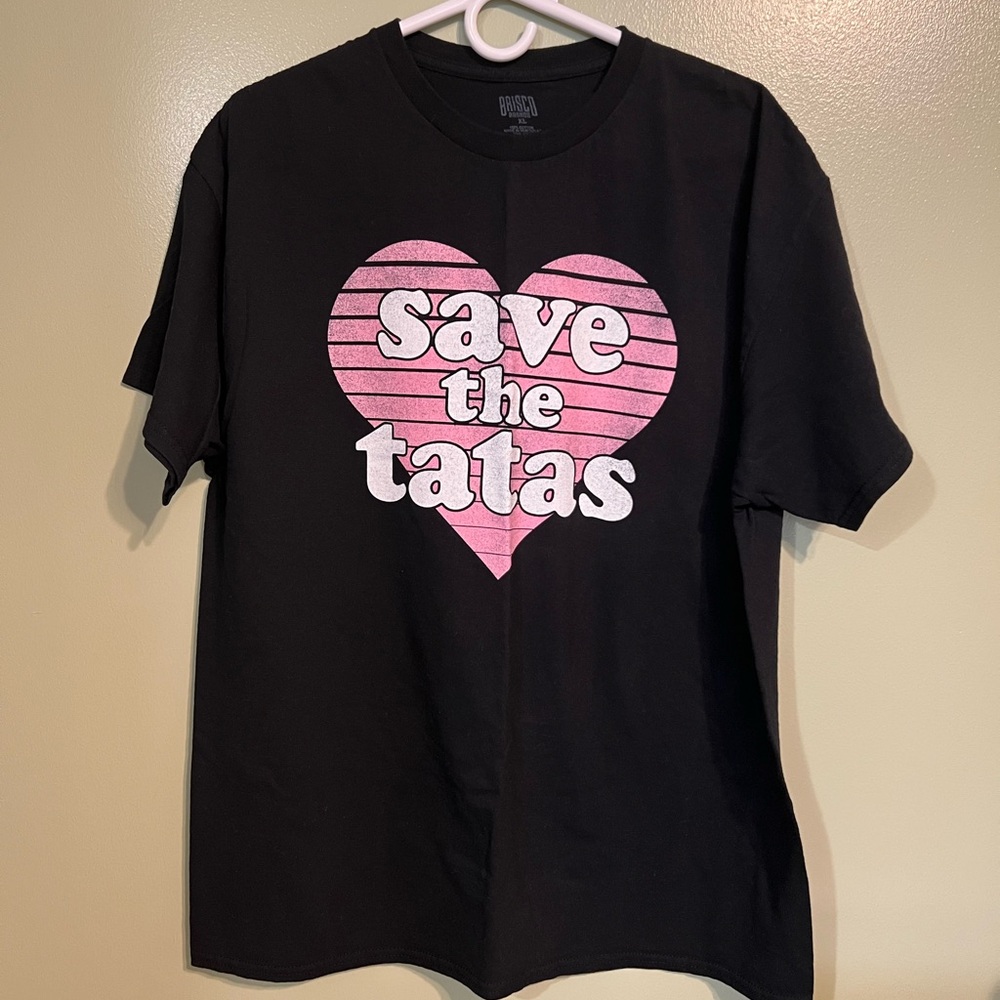 Save the Tatas Pink Heart Graphic Tee - Black